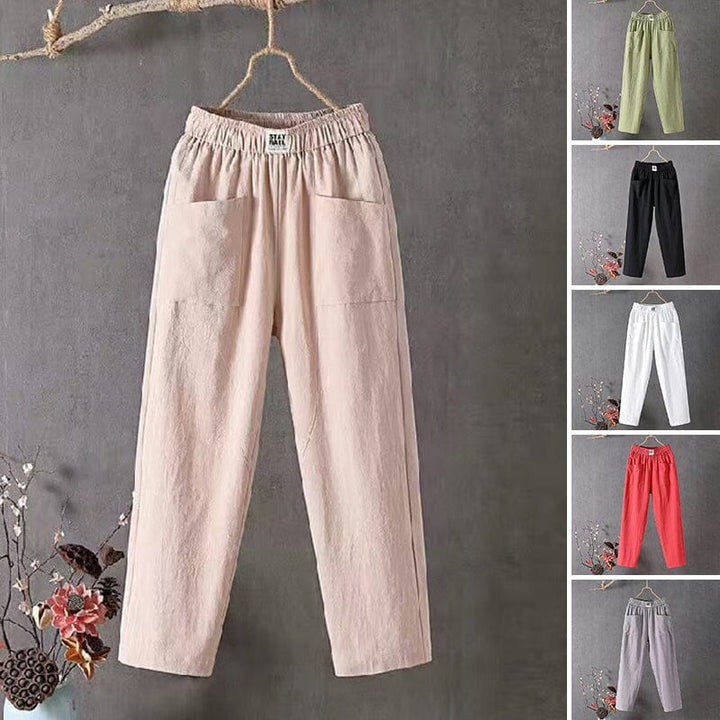 Luna | Cotton and Linen Trousers with Elasticated Waist