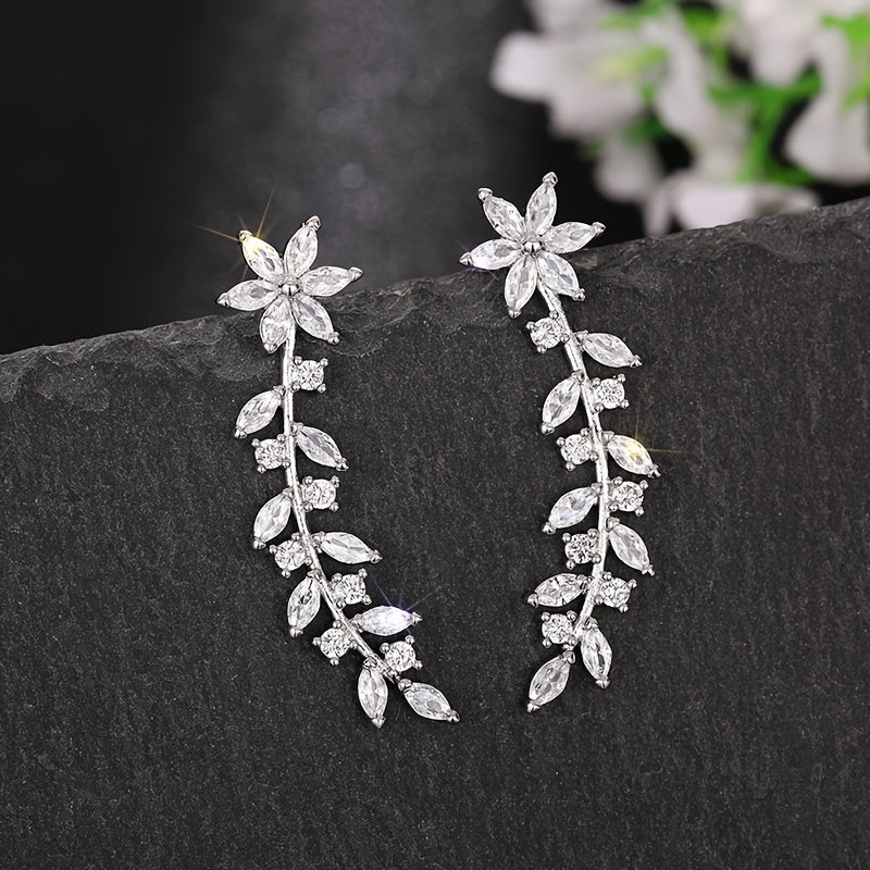 Sierra | Sparkling Leaf Vine Climber Earrings