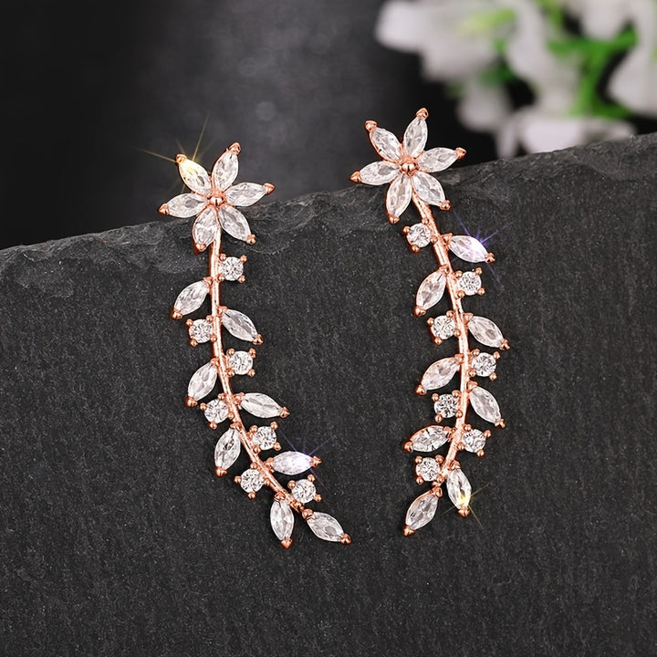 Sierra | Sparkling Leaf Vine Climber Earrings