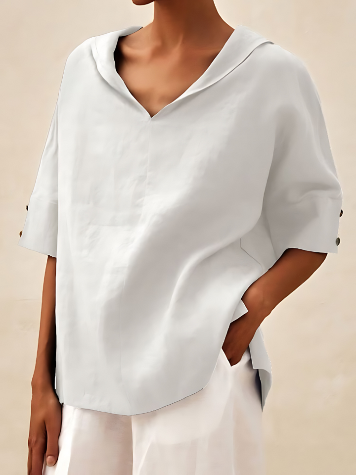 Molli | V-Neck Casual Linen Shirt