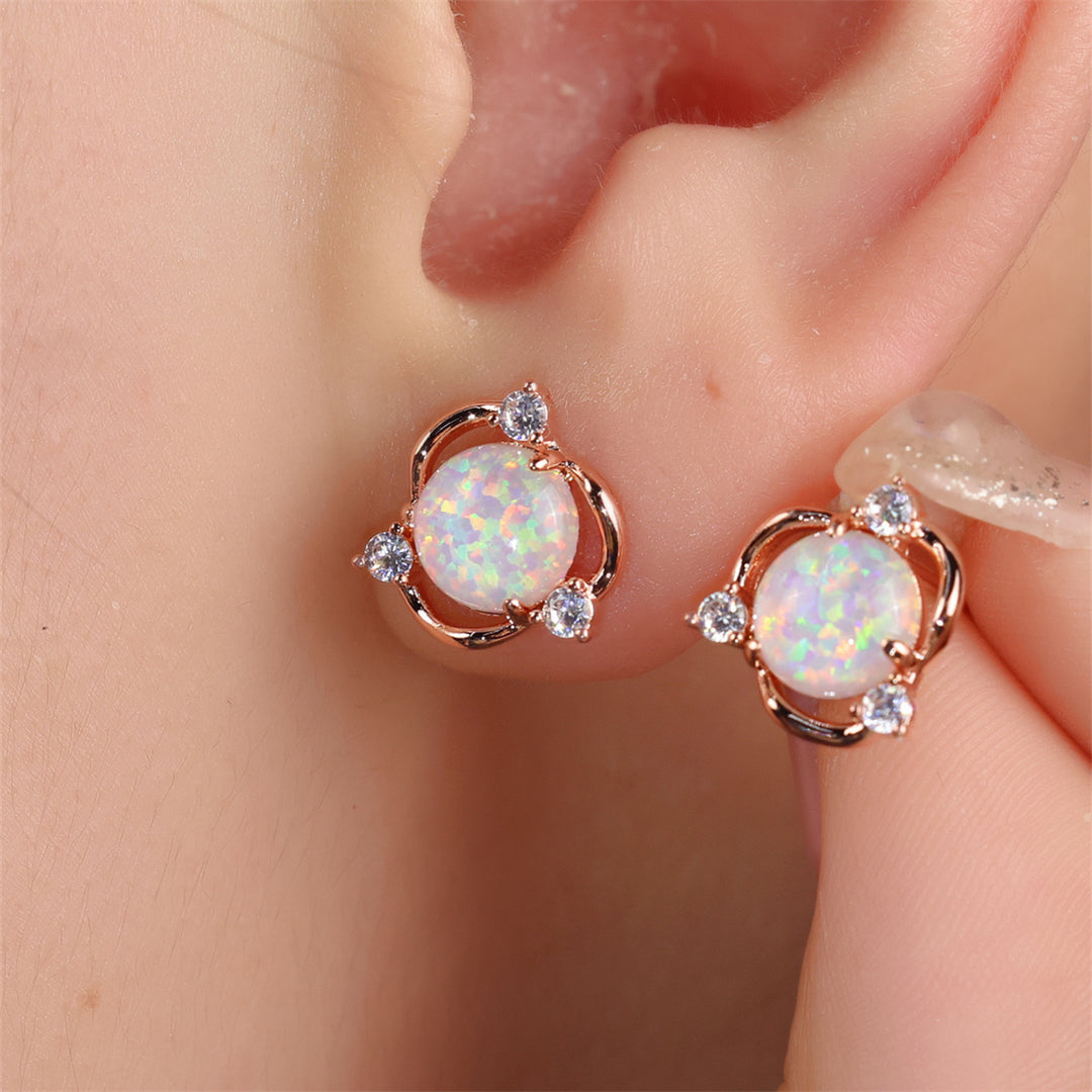 Rose | Opal Flower Stud Earrings