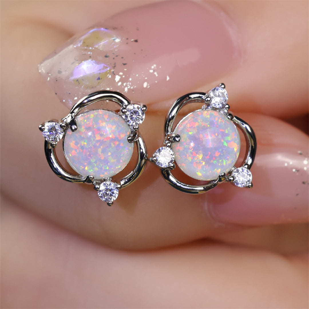 Rose | Opal Flower Stud Earrings