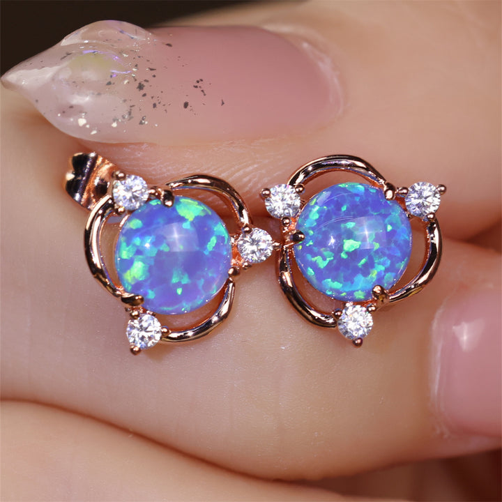 Rose | Opal Flower Stud Earrings