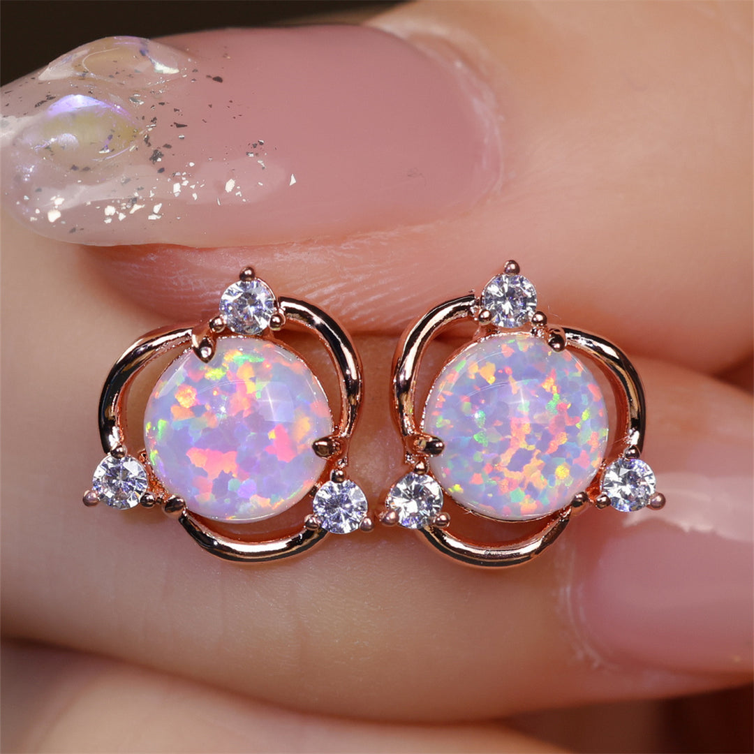 Rose | Opal Flower Stud Earrings