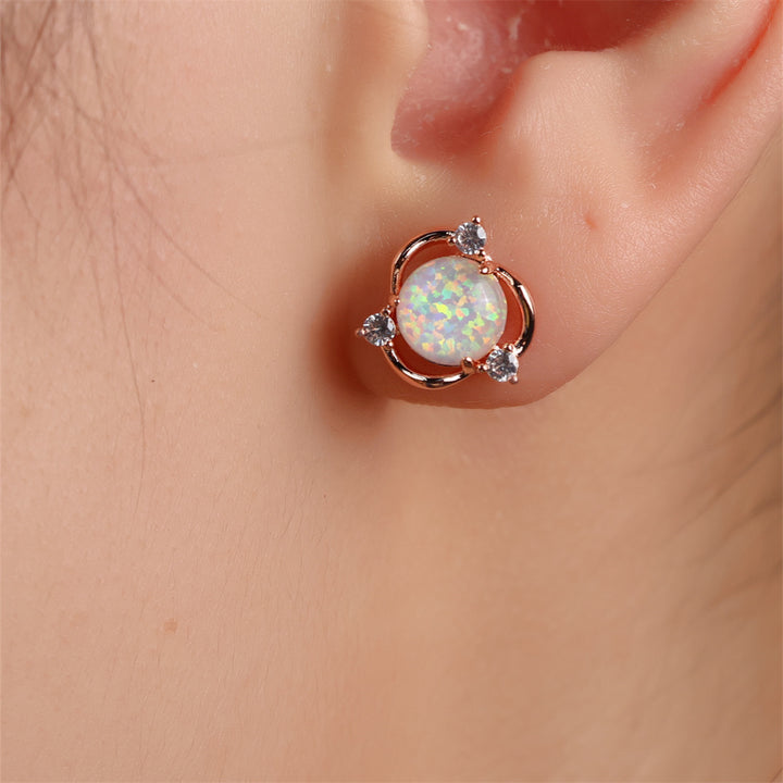 Rose | Opal Flower Stud Earrings