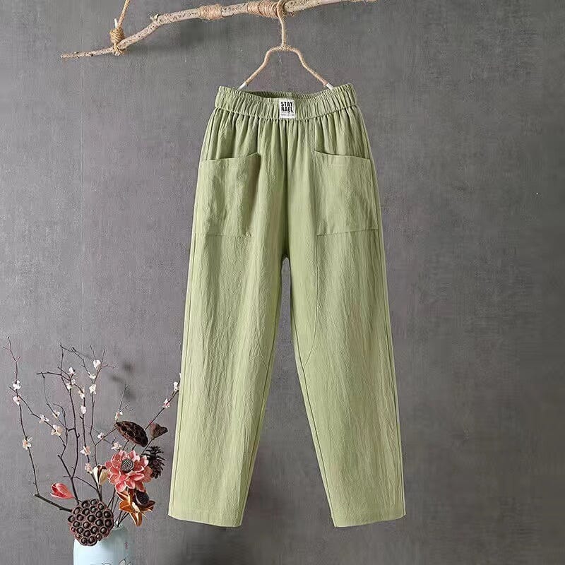 Luna | Cotton and Linen Trousers with Elasticated Waist