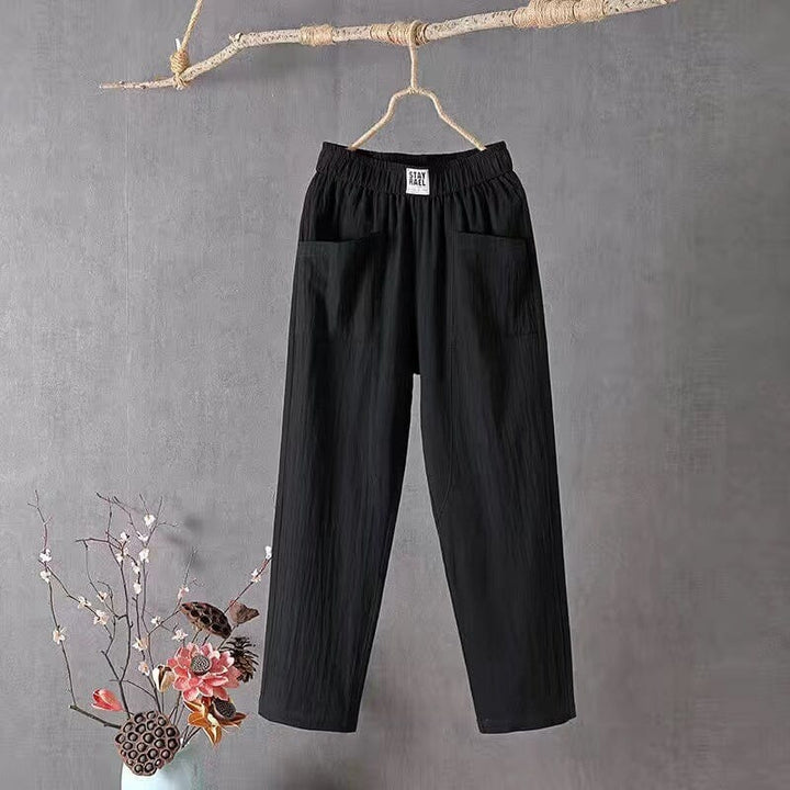 Luna | Cotton and Linen Trousers with Elasticated Waist