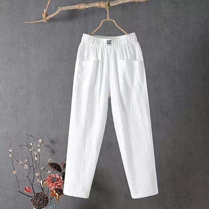 Luna | Cotton and Linen Trousers with Elasticated Waist