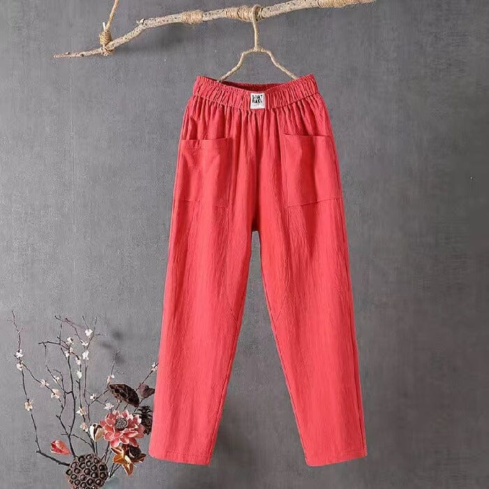 Luna | Cotton and Linen Trousers with Elasticated Waist