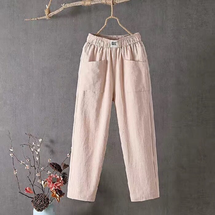 Luna | Cotton and Linen Trousers with Elasticated Waist