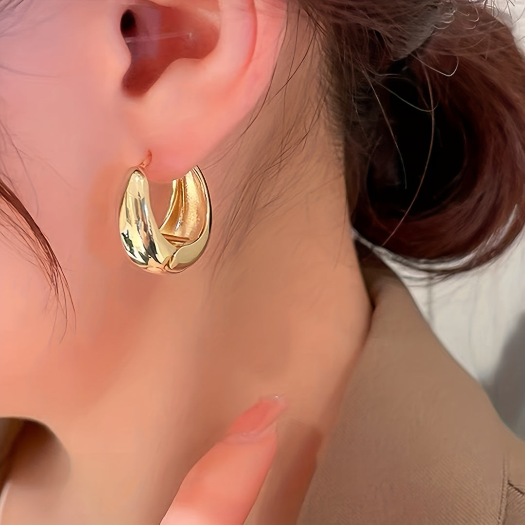 Luna | Glossy Geometric Hoop Earrings