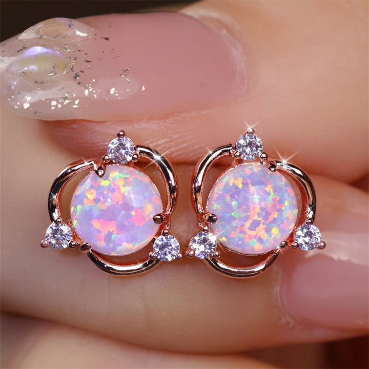 Rose | Opal Flower Stud Earrings