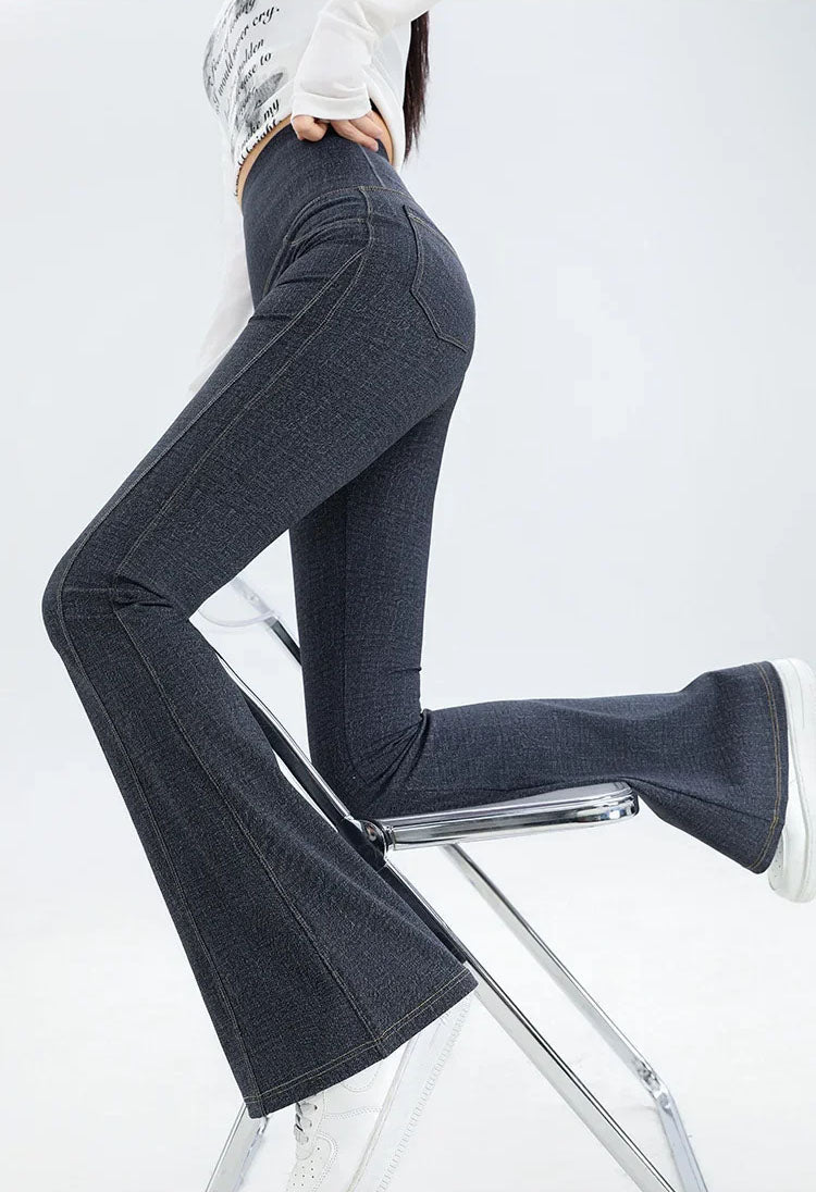 Casandra | Ultra-Stretch Denim Look Active Flare Pants