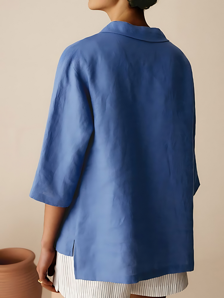 Heleni | Casual Linen Cotton 3/4 Sleeve Shirt