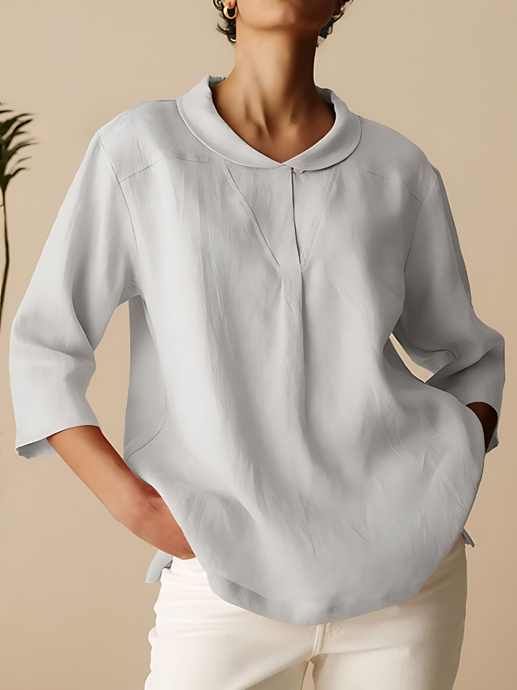 Heleni | Casual Linen Cotton 3/4 Sleeve Shirt