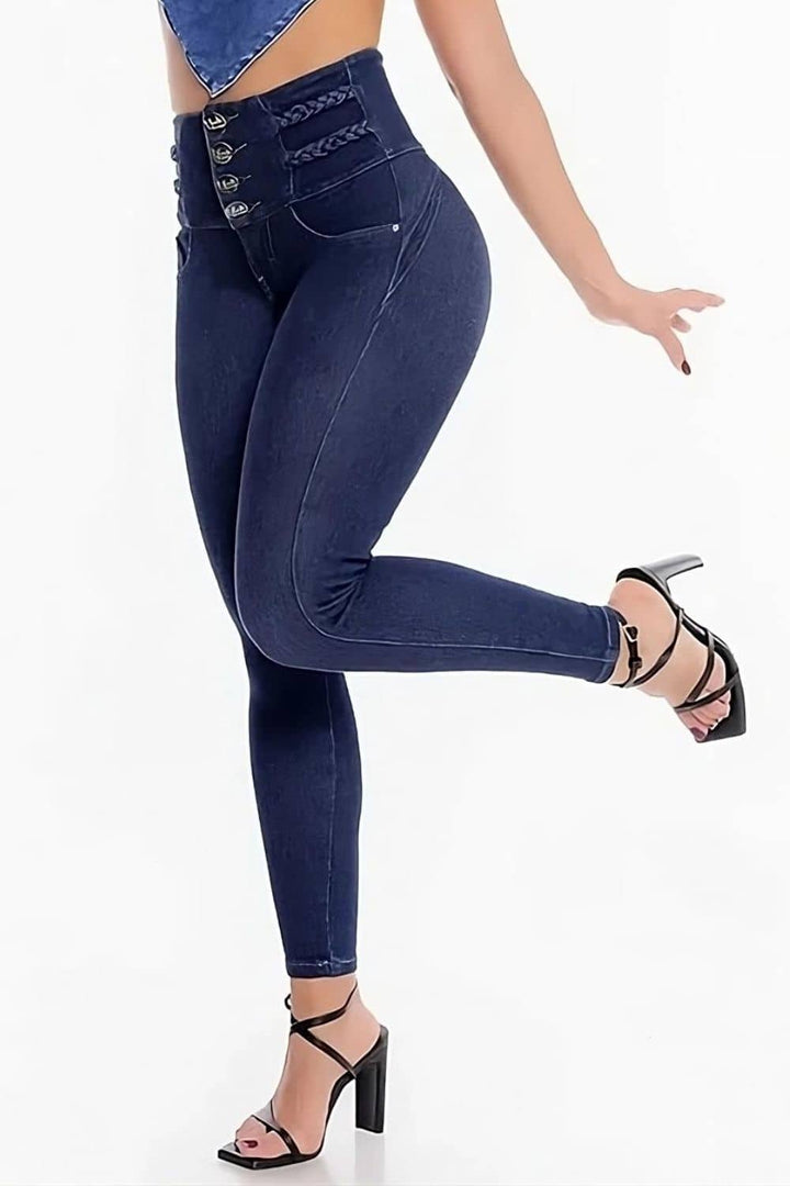 Astrida | Tummy Control Braided Button Jeans