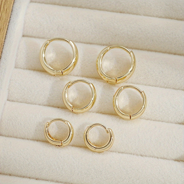 Maya | 3-Pair Glossy Chunky Hoop Earring Set