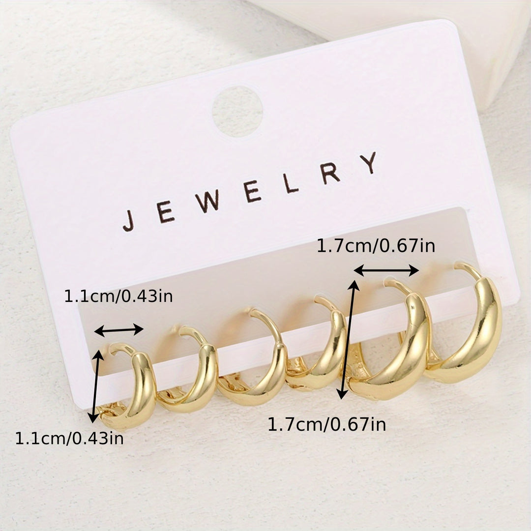 Ella | 3-Pair Glossy Hoop Earring Set