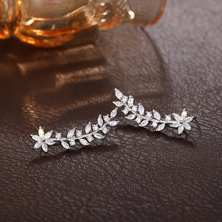 Sierra | Sparkling Leaf Vine Climber Earrings