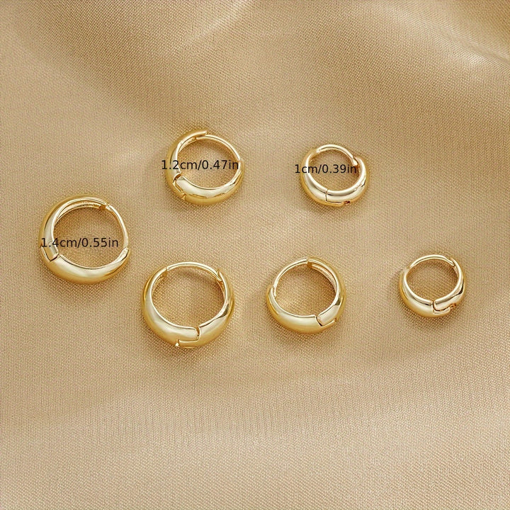 Maya | 3-Pair Glossy Chunky Hoop Earring Set