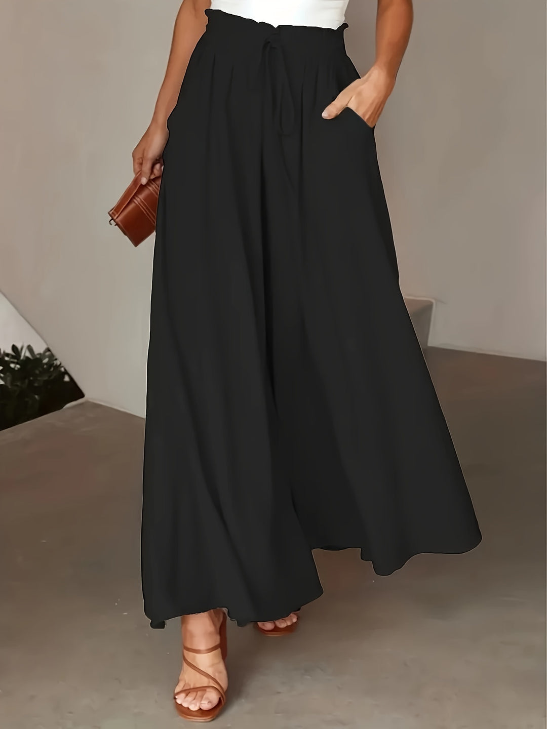 Luna | Tied Waist Wide Leg Pants