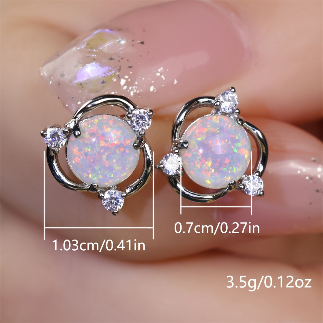 Rose | Opal Flower Stud Earrings