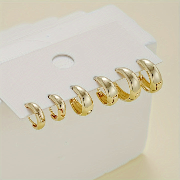 Maya | 3-Pair Glossy Chunky Hoop Earring Set