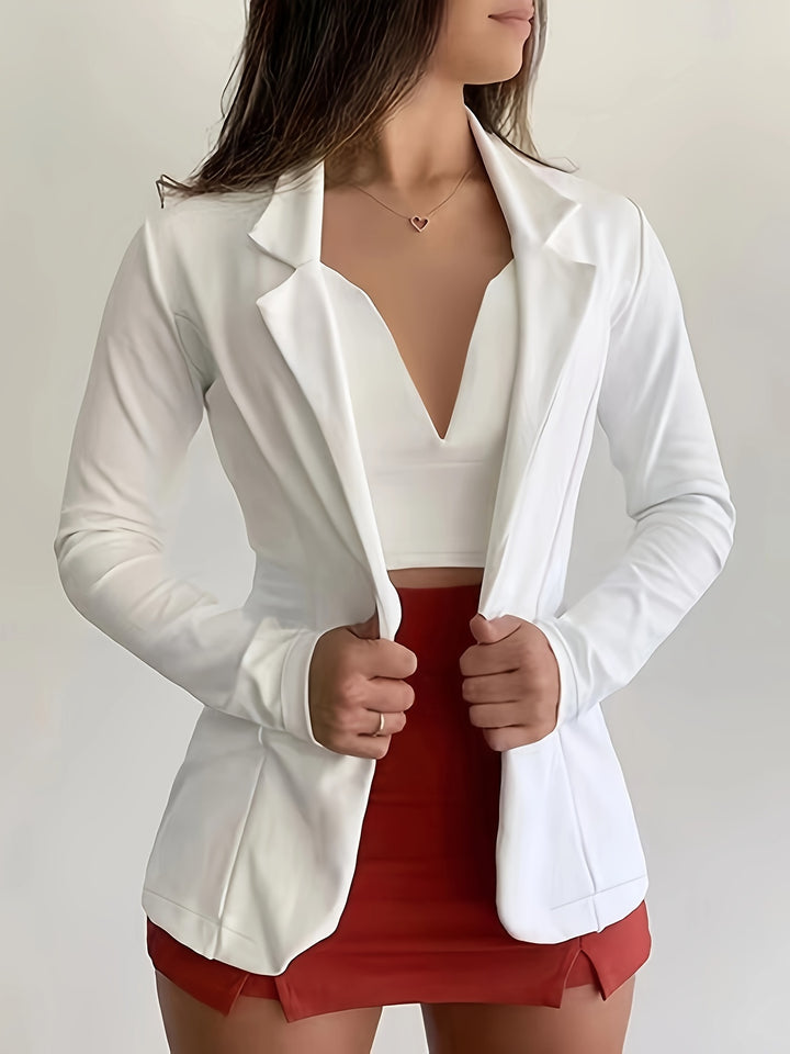 Lena | Solid Lapel Button Blazer Jacket