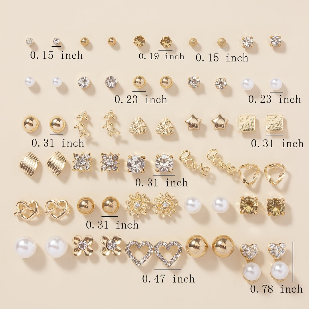 Isla | 30-Pair Rhinestone & Pearl Stud Earring Set