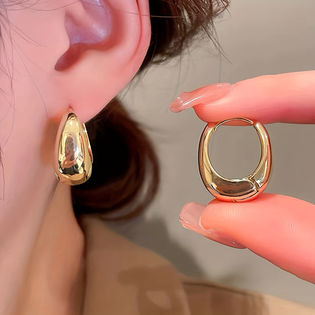 Luna | Glossy Geometric Hoop Earrings