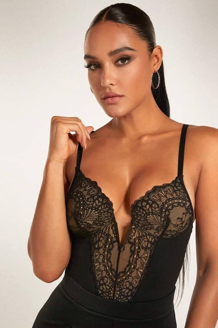 Elsa | Sculpting Deep V-Neck Lace Bodysuit – BUY 1 GET 1 FREE