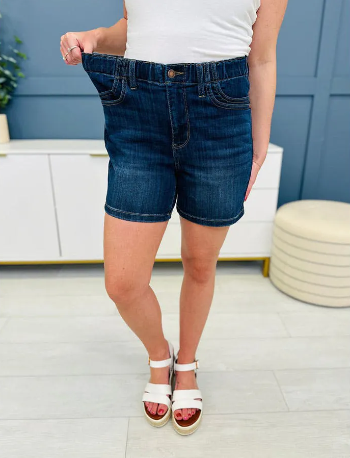 Eliza | Sculpting Elasticated Waist Denim Shorts