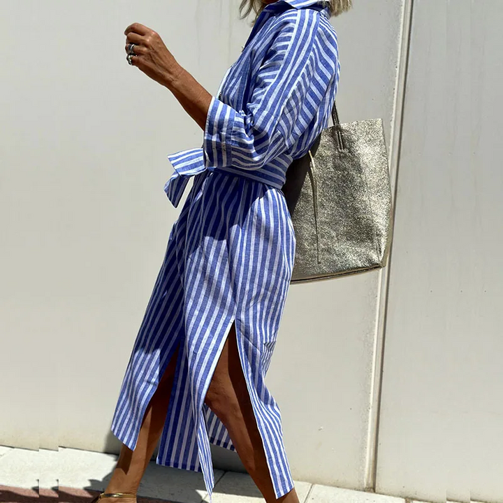 Jilara | Elegant Striped Shirt Dress