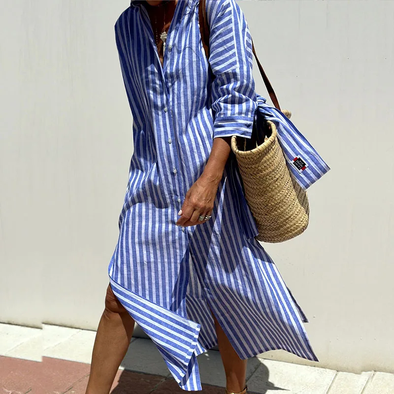 Jilara | Elegant Striped Shirt Dress