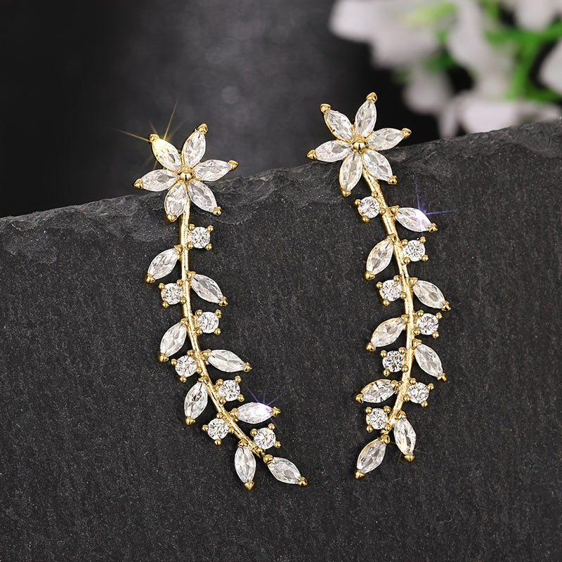 Sierra | Sparkling Leaf Vine Climber Earrings