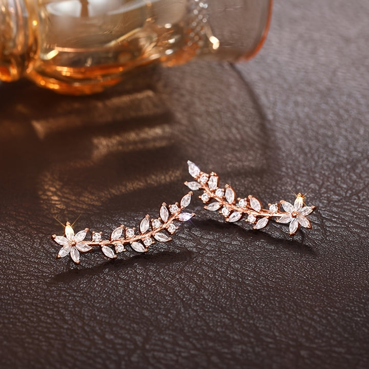 Sierra | Sparkling Leaf Vine Climber Earrings