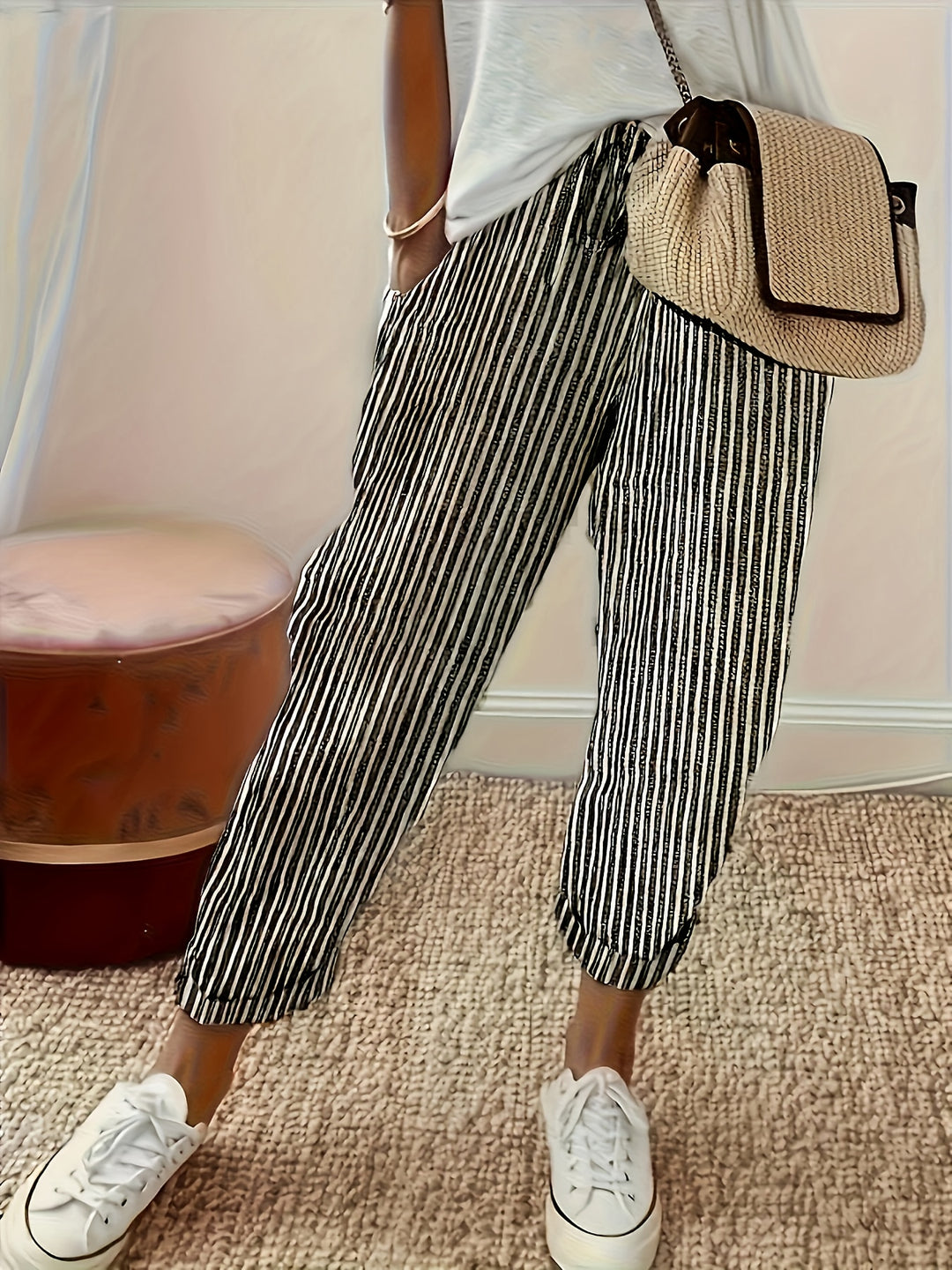 Ella | Striped Drawstring Pants