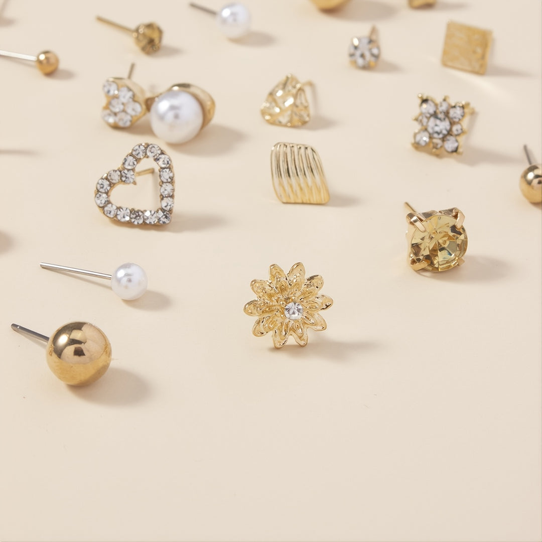 Isla | 30-Pair Rhinestone & Pearl Stud Earring Set