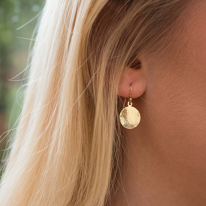 Nova | Vintage Hammered Round Dangle Earrings