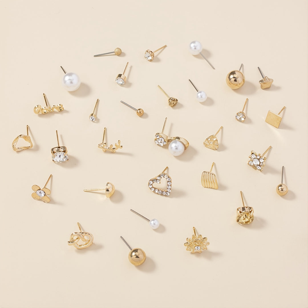 Isla | 30-Pair Rhinestone & Pearl Stud Earring Set