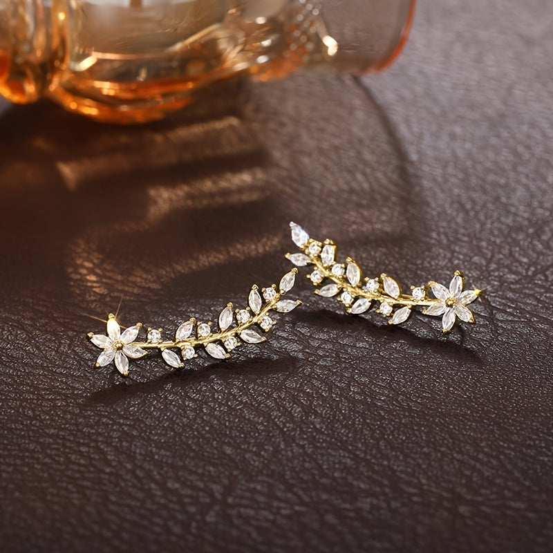 Sierra | Sparkling Leaf Vine Climber Earrings