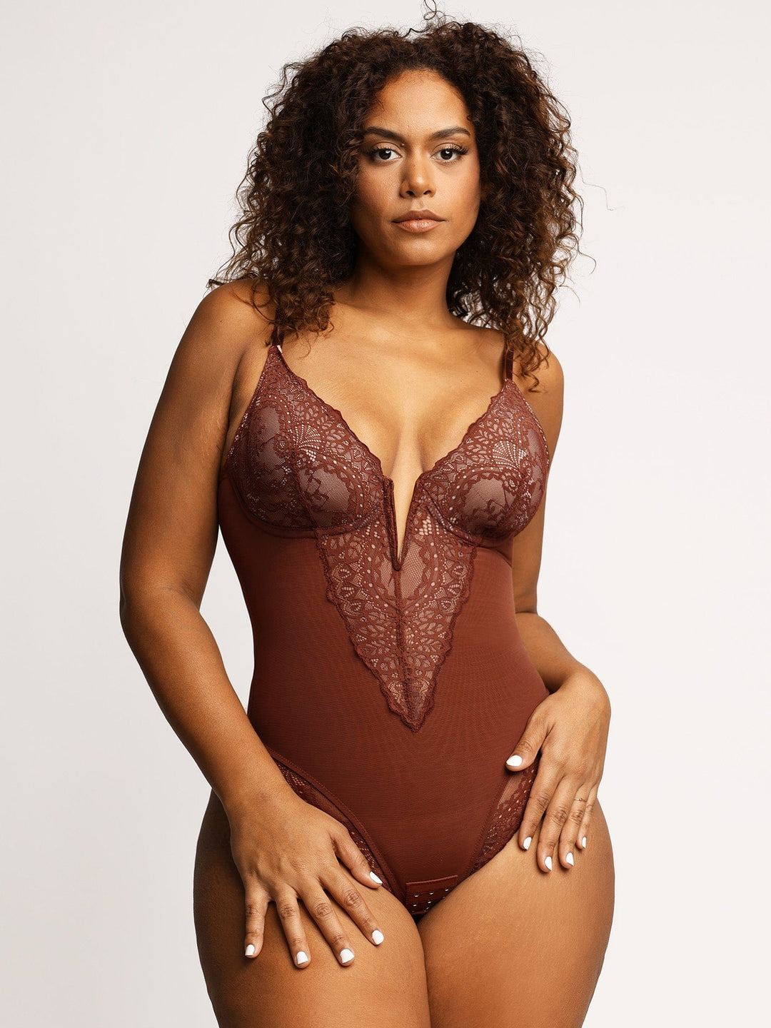 Elsa | Sculpting Deep V-Neck Lace Bodysuit – BUY 1 GET 1 FREE